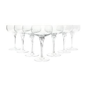 Gorham “Jolie” Set of 7 Crystal Etched Coupe Champagne Glasses 5 7/8” 6oz